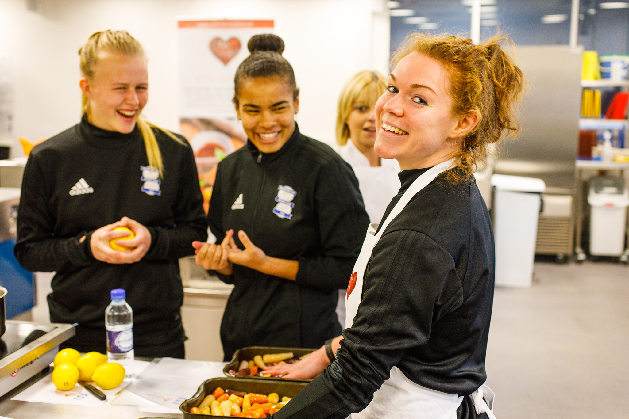 Birmingham City Ladies FC preparing a Christmas feast