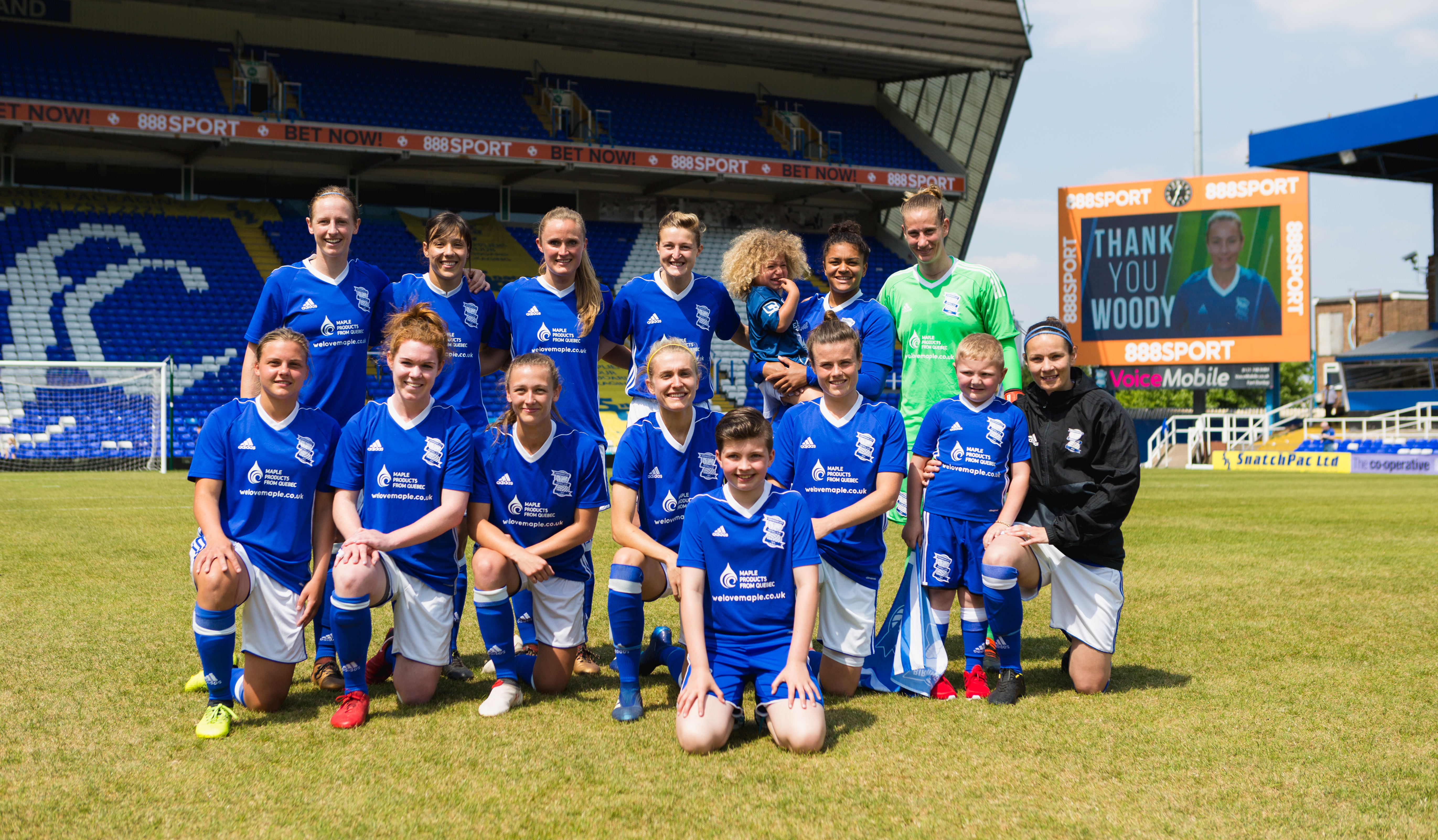 competition winner, Millie Jenkins-Caley, with Birmingham City Ladies FC players