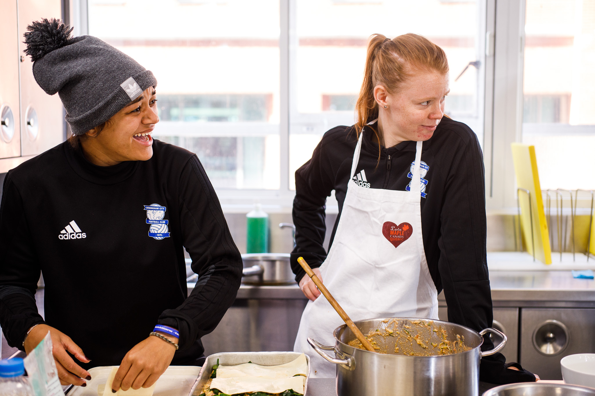 Birmingham City FC players cooking with maple syrup