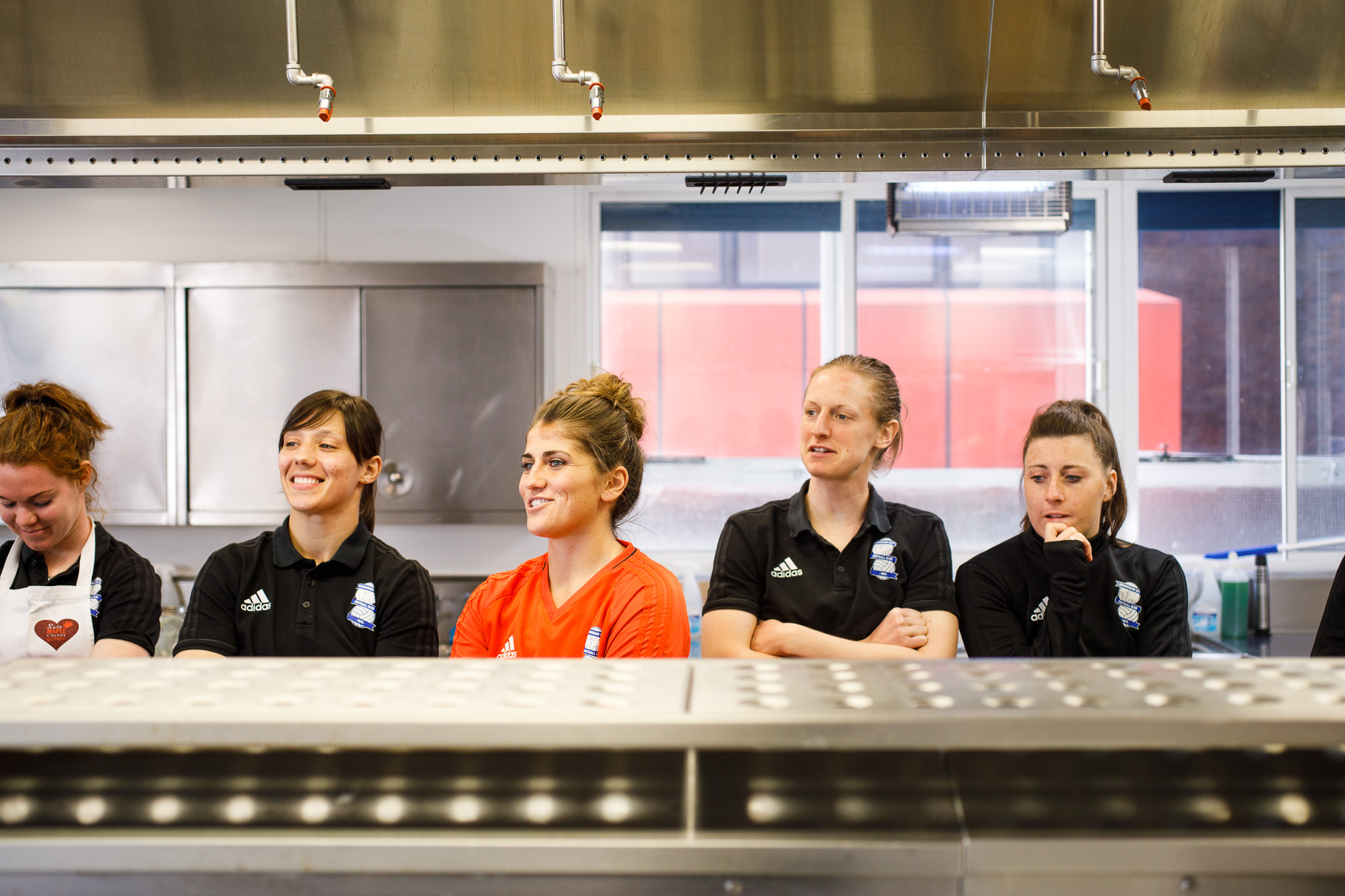 Birmingham City Ladies FC players in the kitchen