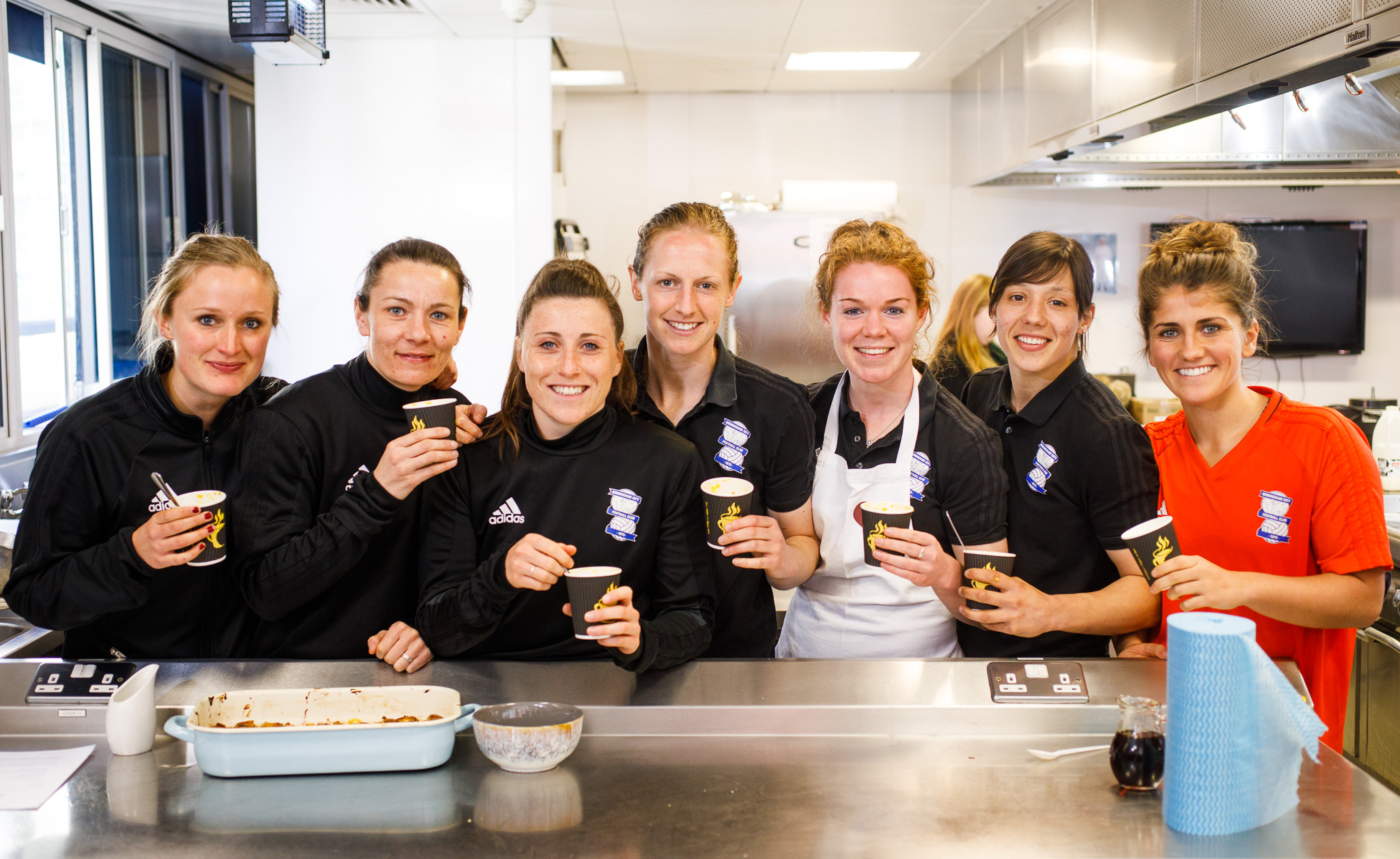 Birmingham City Ladies FC enjoying dessert