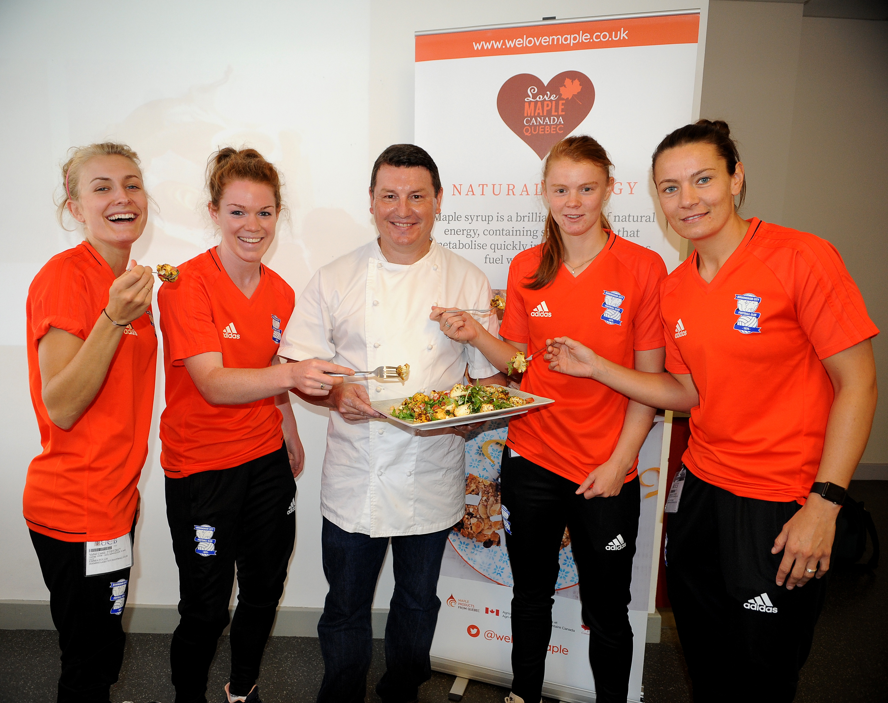 Birmingham City Ladies players at the exclusive nutrition session with UK chef ambassador, David Colcombe
