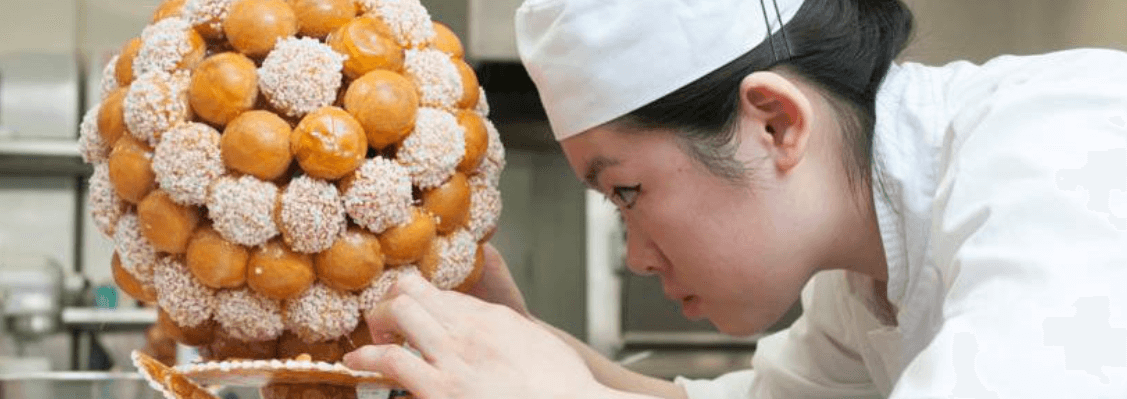 pastry chef Polly Chan and her croquembouche showpiece