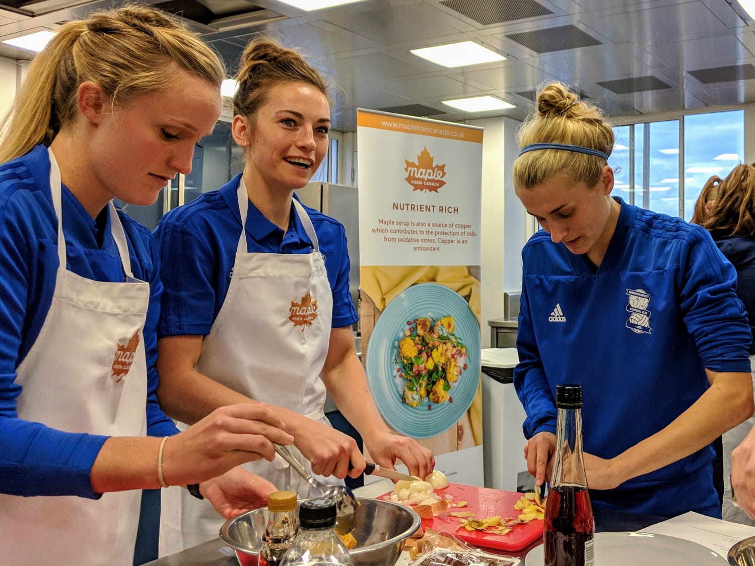 Birmingham City Ladies FC players cooking their meals