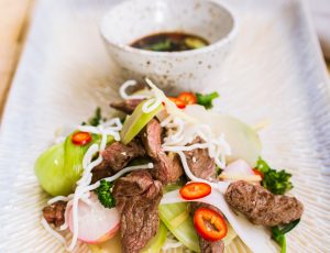 Beef and Noodle Stir Fry with Maple Asian Greens