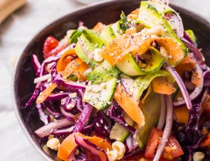 Red Cabbage, Tahini and Maple Slaw