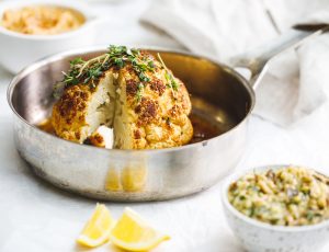 Whole maple roasted cauliflower