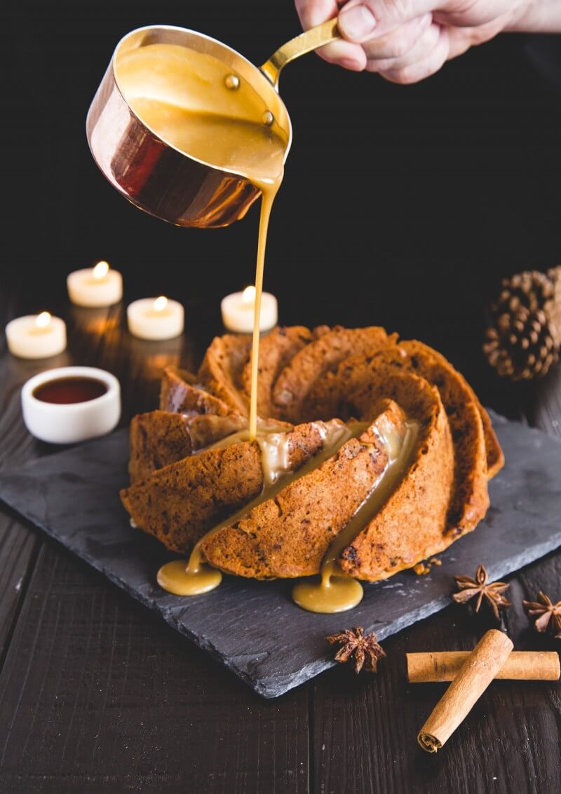 Christmas maple pudding, maple butterscotch sauce - Maple from Canada