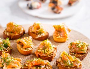 Maple-Cured Salmon on Butter Toasts