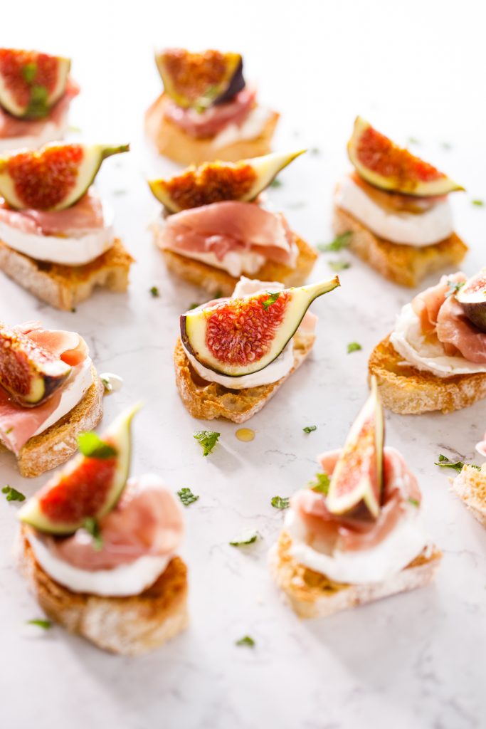 Prosciutto, Figs, Goat’s Cheese and Maple Crostini
