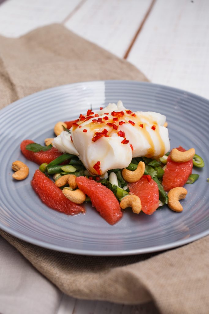 Poached cod fillet with maple dressing - Maple from Canada
