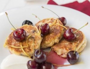 Cream Cheese Fritters and Maple Summer Cherries