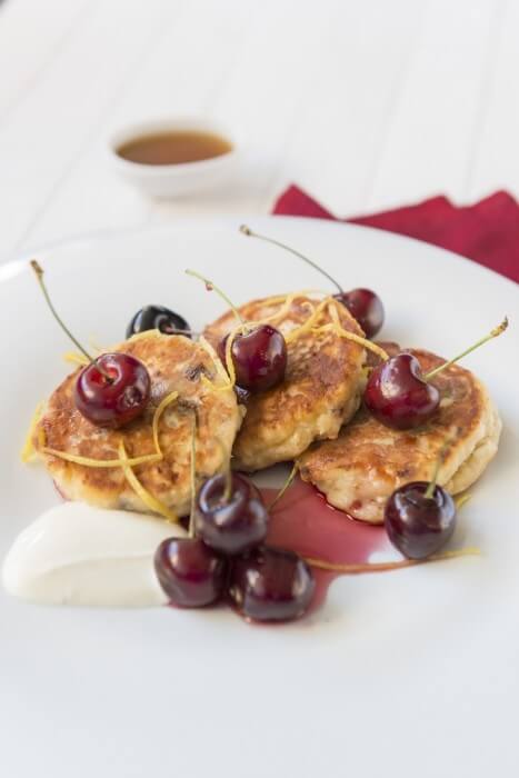 Cream Cheese Fritters and Maple Summer Cherries - Maple from Canada