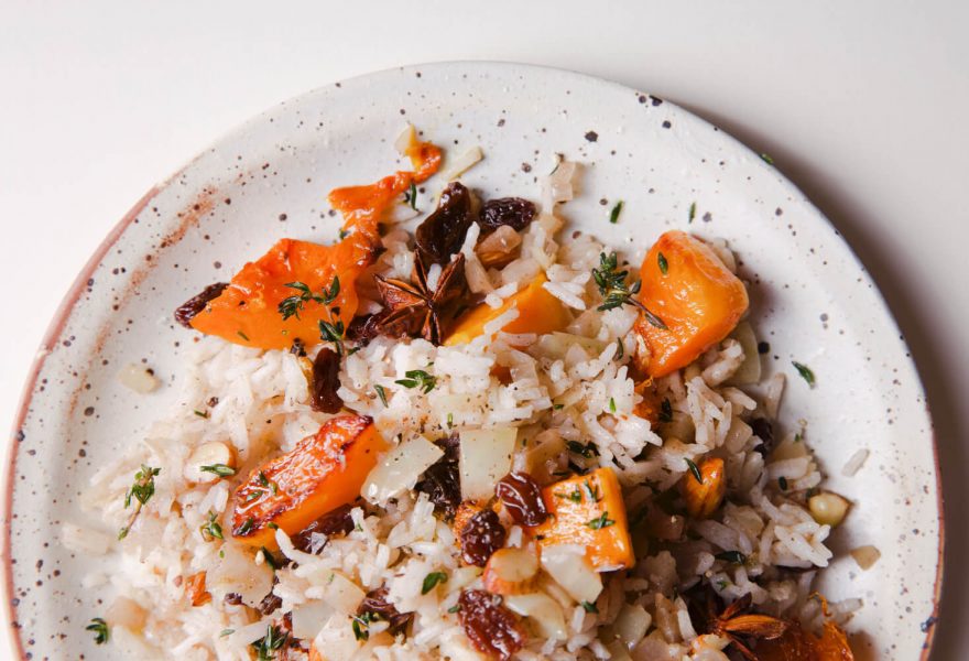Butternut squash and maple syrup pilaf