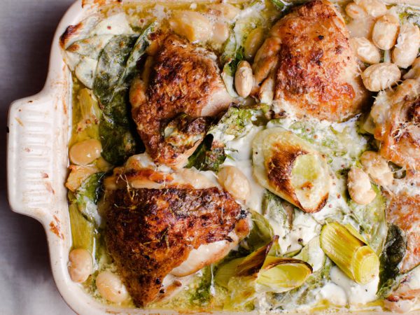 Chicken and bean maple syrup bake