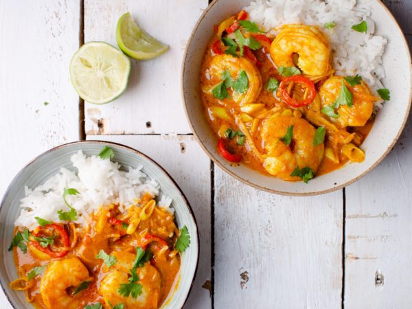 King prawn and spicy maple syrup coconut curry