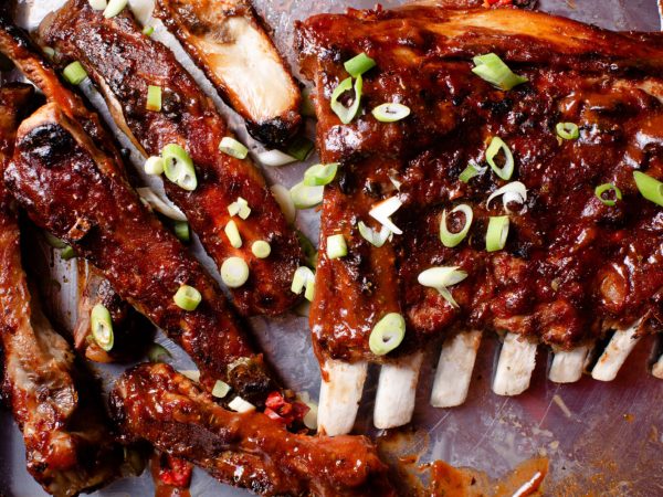 Baby back ribs with a tangy maple syrup glaze