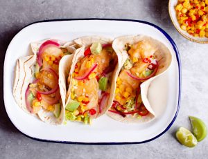 Tempura Fish Tacos with Maple and Sweetcorn Relish