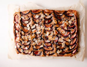 Maple Plum and Almond Traybake