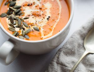 Corn and Butternut Squash Soup with Maple Syrup