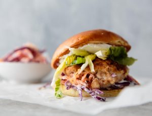 Spicy Jerk Chicken Burger with Maple Slaw