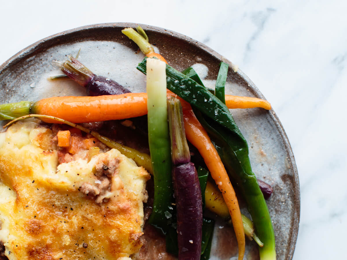 Cottage Pie with Maple Syrup Caramelised Veg - Maple from Canada