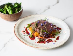 James Golding&#8217;s Maple &#038; Sloe Glazed Venison Loin with Winter Squash and Sage Purée