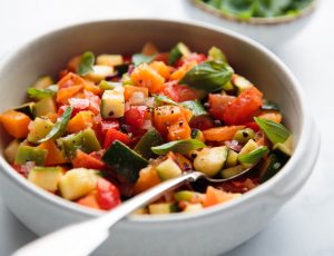 Squash ratatouille with maple syrup