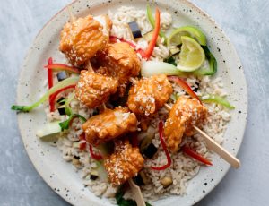 Sticky Maple-Glazed Fish with Vegetable Stir-Fry