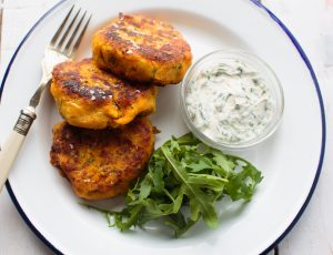 Carrot, Lentil and Maple Cakes with Tahini Sauce