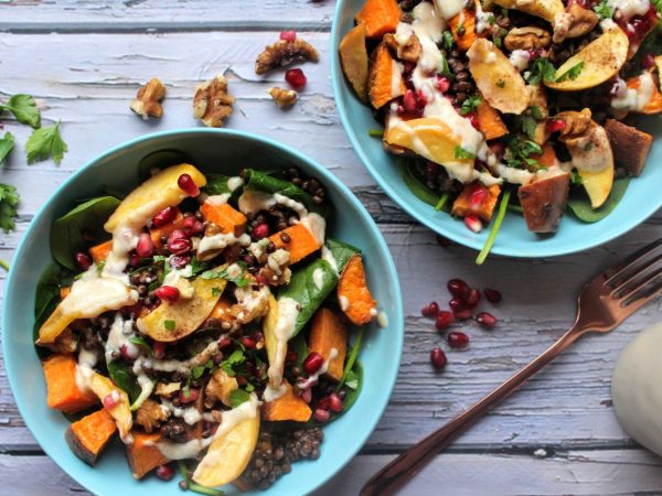 Maple roasted sweet potato salad