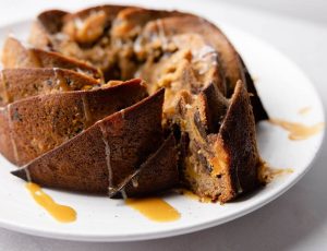 Christmas maple pudding, maple butterscotch sauce