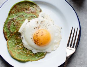 Spinach Pancakes with Maple and Eggs