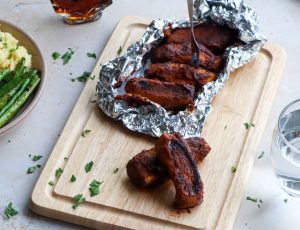 Vegan at Tiff&#8217;s BBQ King Oyster Mushroom and Maple Ribs