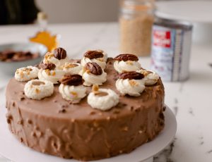 Maple, Pecan, and Vanilla Mousse Cake