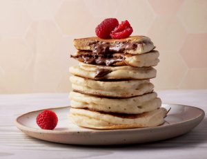 Chocolate-Stuffed American-Style Maple Pancakes