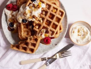 Hot Cross Maple Waffles