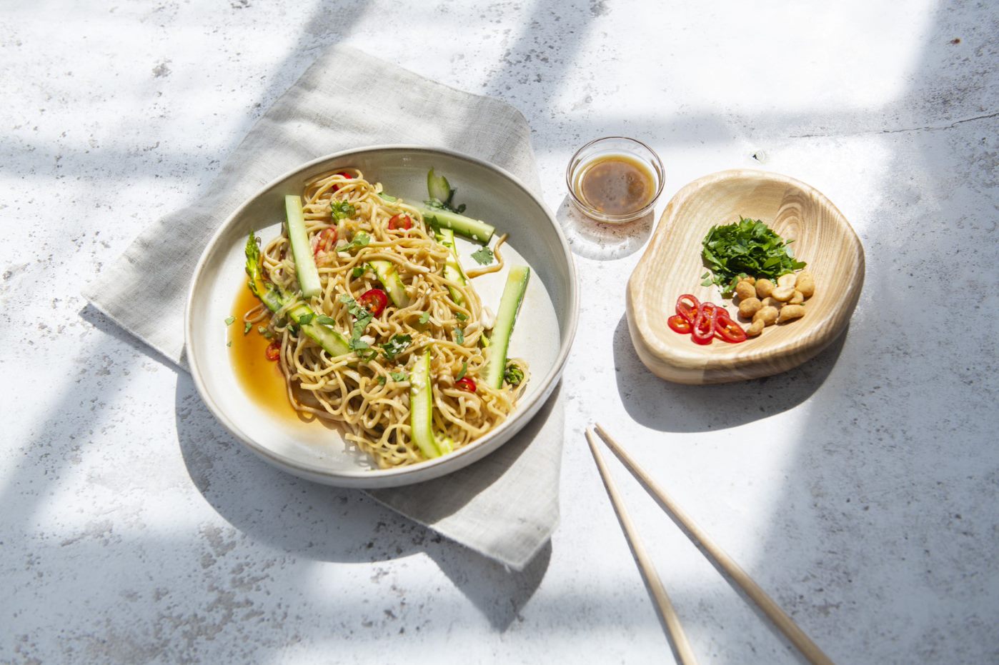 Noodle and Asparagus Salad with a MapleAsian Dressing Maple from Canada