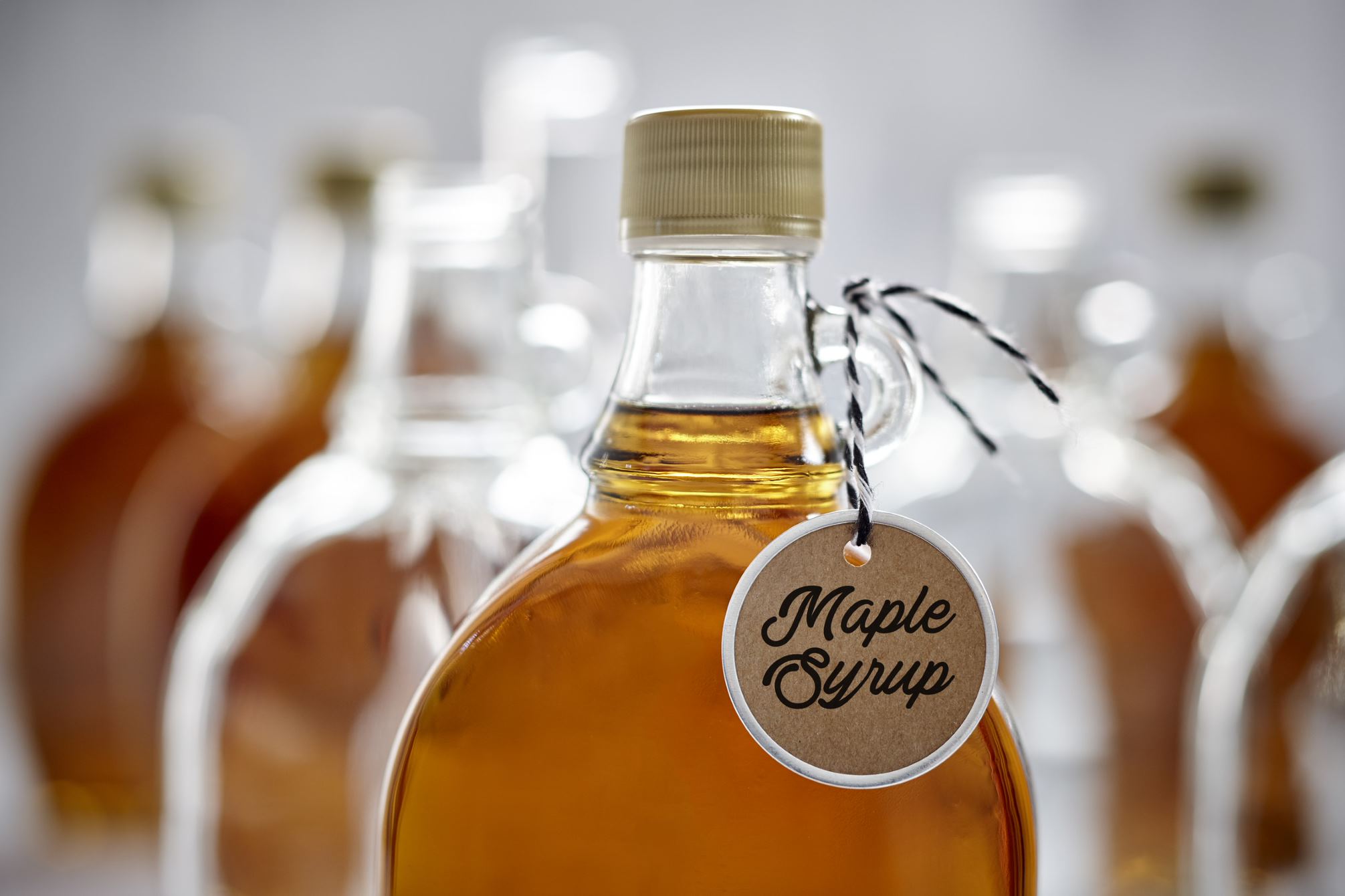 A bottle of maple syrup