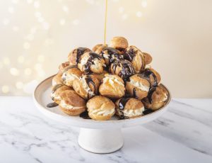 Maple and Whiskey Liqueur Christmas Profiteroles