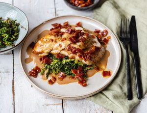 James Golding&#8217;s Pan-Roasted Chicken Breast with Savoy Cabbage and Maple Bacon