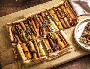 Heritage Carrot Tart with Maple, Feta and Ricotta