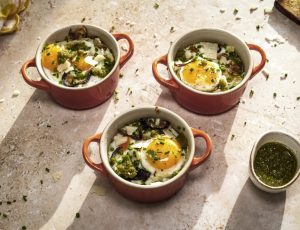 Maple and Chilli Baked Eggs