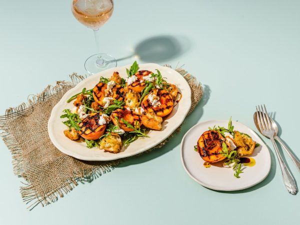 bbq-peach-ricotta-rocket-salad