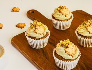 Carrot and Pistachio Cupcakes with Maple Buttercream