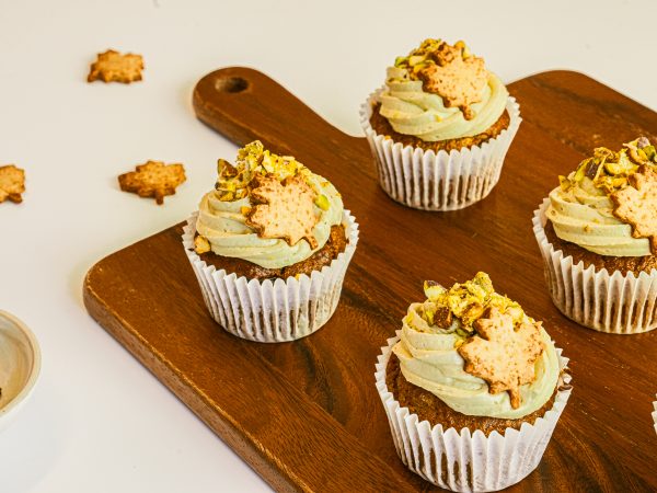 Carrot Pistachio Cupcakes with Maple Buttercream