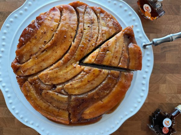 miso maple upside down banana cake