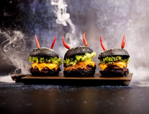 Black Venison Burger with Spiced Maple and Blackberry Relish