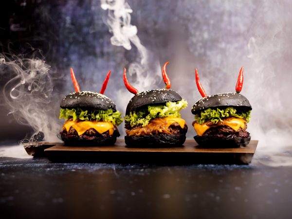 Black Venison Burger with Spiced Maple and Blackberry Relish
