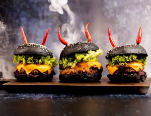 Black Venison Burger with Spiced Maple and Blackberry Relish